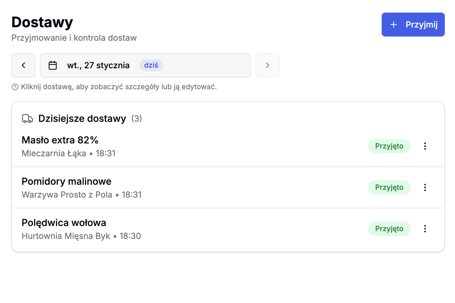 Przyjęcia dostaw w Atesto
